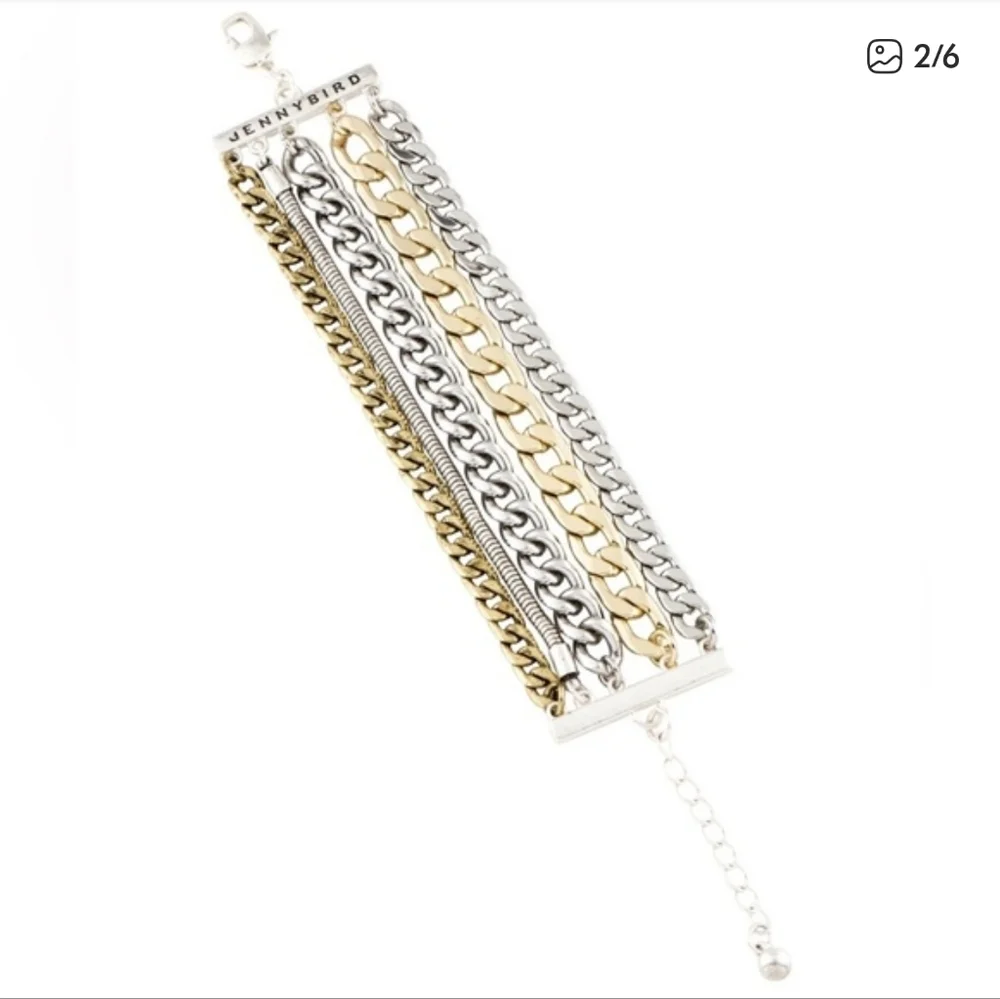 Jenny Bird Austin Cuff Multi Strand Gold And Silver Chain Bracelet
